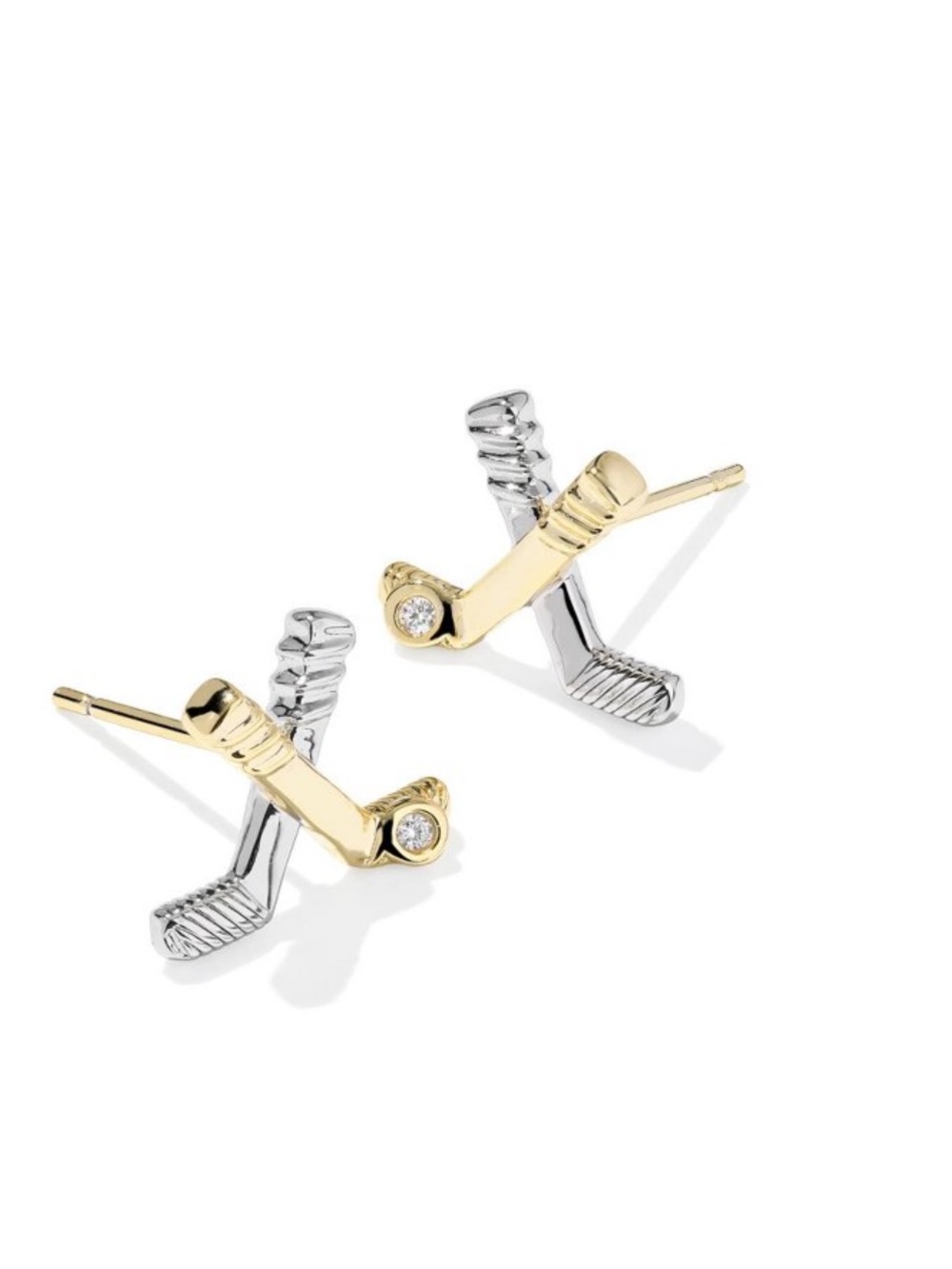 Kendra Scott Hockey Stick Pendant Necklace and Earrings Gold/Silver Matching Set - Picture 7 of 12